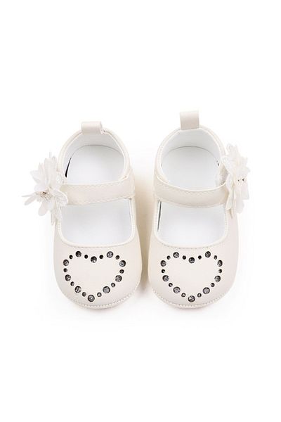 Superbaby Pantofiori albi sidefati - Heart