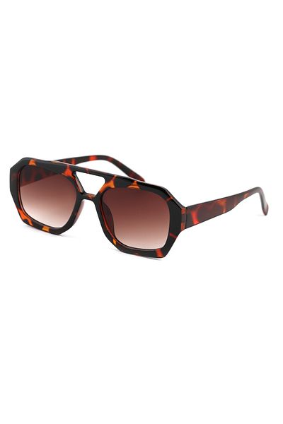 TomyHelf Rectangular Design Leopard Frame Brown Glass Women Sunglasses Vehla