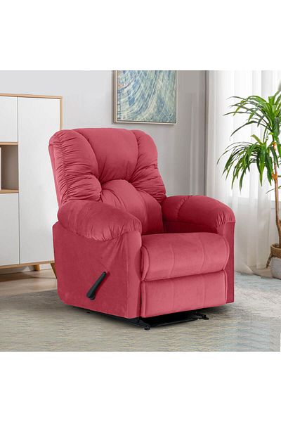 American Polo | Velvet Rocking & Rotating Recliner Chair - Dark Pink -92×78x103