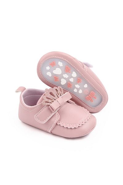 Superbaby Powder pink shoes with bow and crown