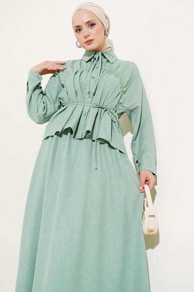 modasindoma Women's Front Gathered Skirt Suit