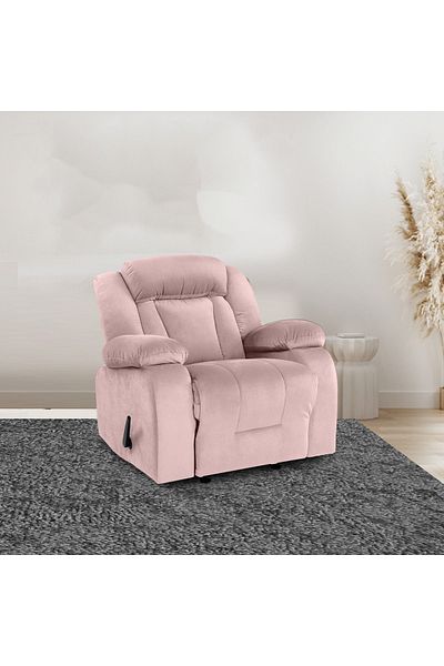 Lazy Vibes MNZ5 | Velvet Classic Recliner Chair - Light Pink