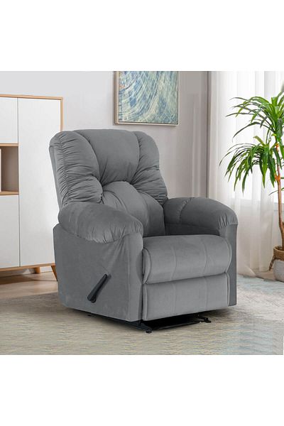 American Polo | Velvet Classic Recliner Chair - Grey -92×78x103