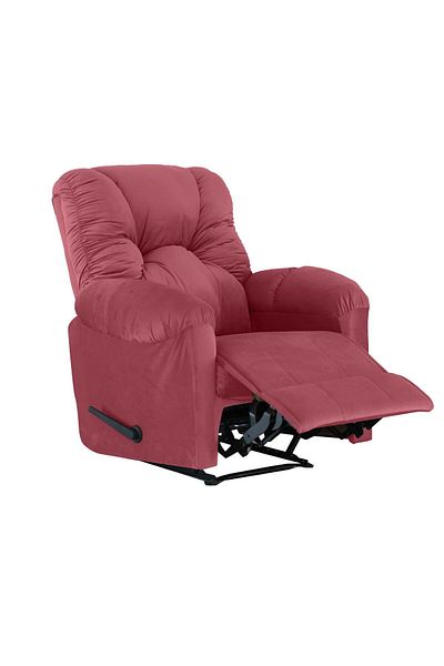 American Polo | Velvet Rocking & Rotating Recliner Chair - Dark Pink -92×78x103
