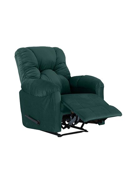 American Polo | Velvet Rocking & Rotating Recliner Chair - Dark Green -92×78x103