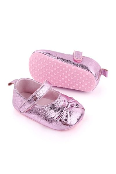 Superbaby Metallic pink shoes with bow for girls