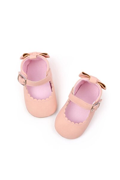 Superbaby Pantofiori roz somon cu fundita la spate