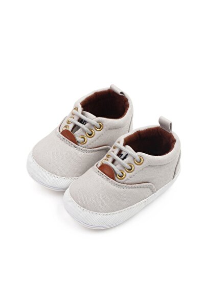 Superbaby Pantofiori bebeluși pentru primii pași, cu șireturi, gri, talpă ant...