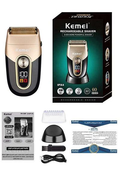 Kemei KM-3209 Rechargeable Waterproof Beard Trimmer for Men with LCD Screen and Lithium Battery (Sau