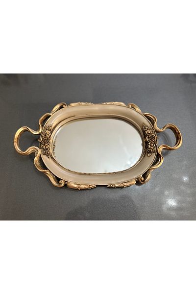 busraconcept Tray , Special Design Handmade Coffee Tray 30cm Beige Color