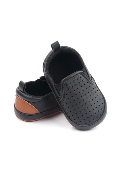 Superbaby Pantofiori negri tip mocasinii cu perforatii