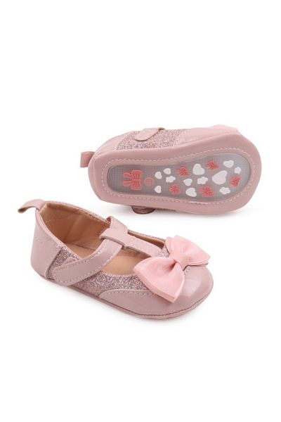 Superbaby Powder pink patent leather shoes with bow - Lola