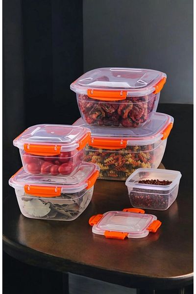 DEEMBRO 5 Counter Number Leak Proof Silicone Container - Orange Color, Vacuum Storage Use Series