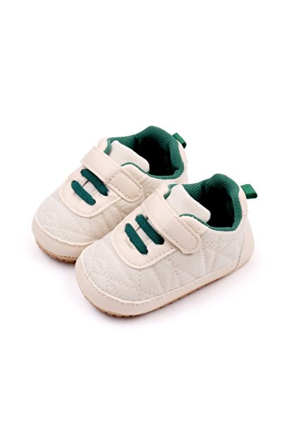 Superbaby Cream shoes with green laces for boys