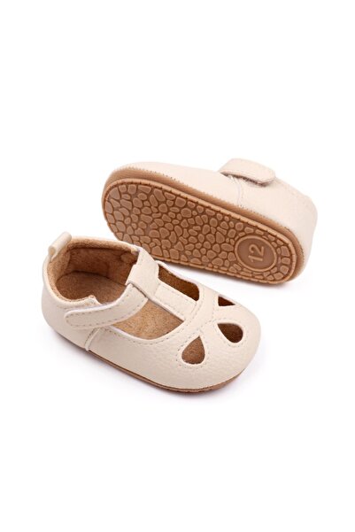 Superbaby Pantofiori ivoire cu model decupat