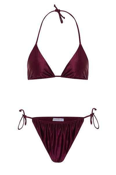 AQUELLA Burgundy Shiny Triangle Bikini Set