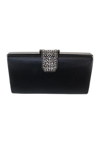 Efelif Black Satin Evening Dress Bag V739