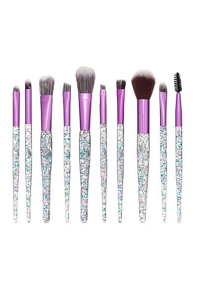 Roesıa Rose Cosmetics Rose 10-piece Glitter Makeup Brush Set with Bag