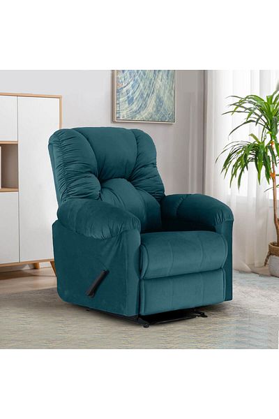 American Polo | Velvet Rocking & Rotating Recliner Chair - Dark Turquoise -92×78x103