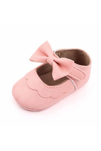 Superbaby Pink shoes with ruffles and bow for little girls