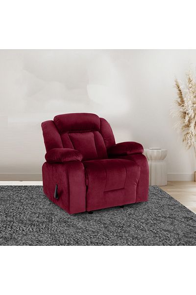 Lazy Vibes MNZ5 | Velvet Rocking & Rotating Recliner Chair - Burgundy