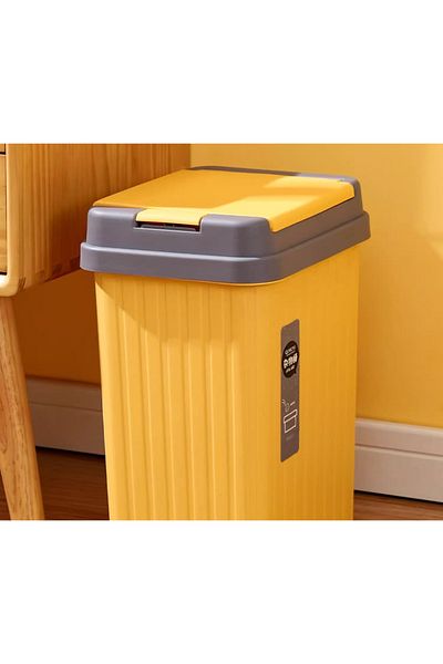 ABYZ Waste Bin with Lid, 6L, Square, Plastic, Yellow color ABYZ™