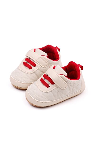 Superbaby Cream shoes with red laces for boys