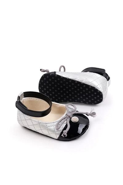 Superbaby Elegant silver and black shoes for babies