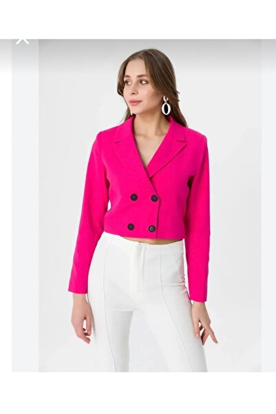 MODA düğmeli kısa pembe kravuvze ceket