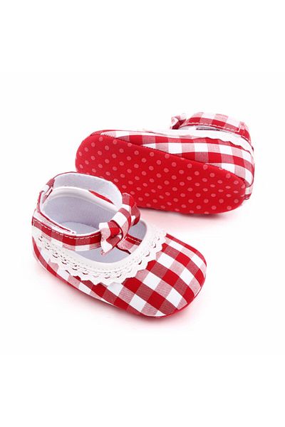Superbaby White and red checkered shoes for girls