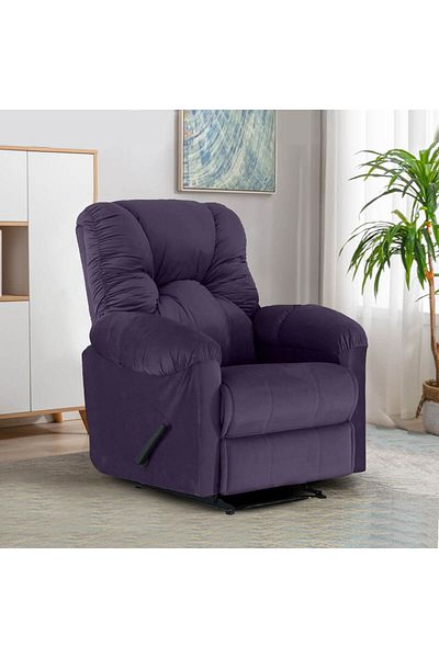 American Polo | Velvet Rocking Recliner Chair - Dark Purple -92×78x103