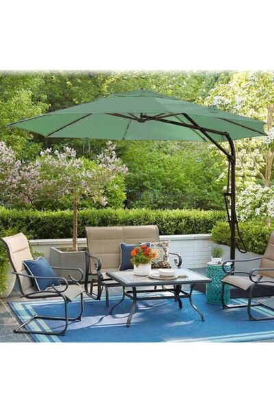 GUNBO OUTDOOR 3 Mt Katlanir Bahce Teras Balkon Şemsiyesi Gölgelik Muz Ampul Şemsiye Eğilebilen Sallanır Şemsiye