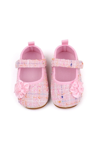 Superbaby Ροζ παπουτσάκια για μωρά με λουλούδι - Κομψά