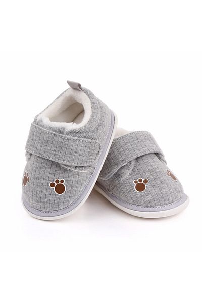 Superbaby Gray fur-lined shoes for boys - Paws