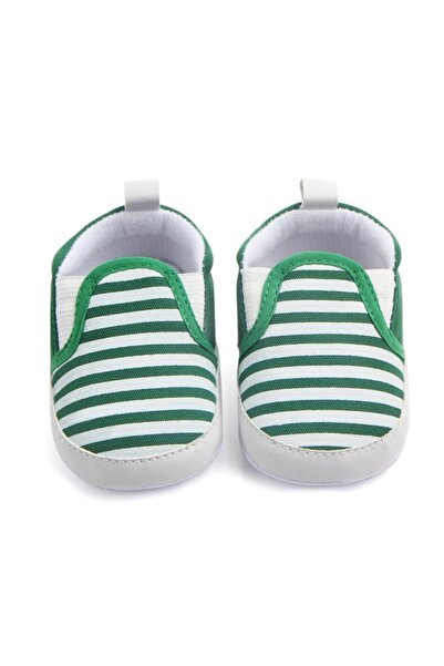 Superbaby Πράσινα παπούτσια με λευκές ρίγες, μοκασίνια για αγόρια