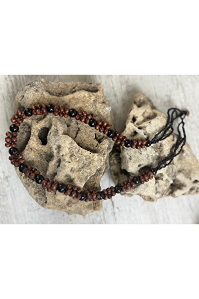 SEDEF TAKI Ahşap boncuklu inci kolye