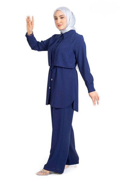 TRİPEN Crepe Fabric Stone Detailed Trousers Double Suit