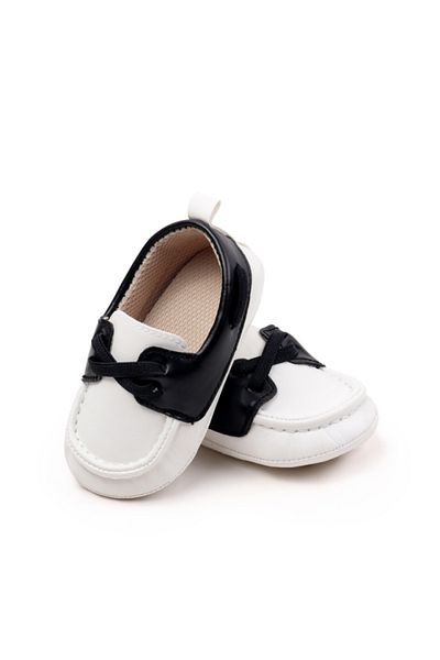 Superbaby White and black loafer shoes