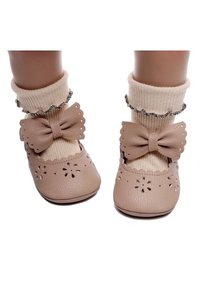 Superbaby Elegant baby shoes with bow and floral perforations