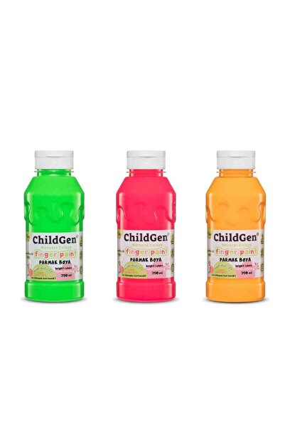ChildGen Süper Yıkanabilir 3'lü Parmak Boya Neon Set (3X350ML)