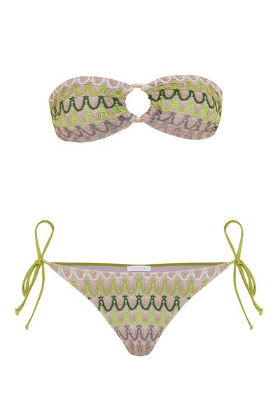 AQUELLA Back Gathered Knitwear Triangle Bikini Set