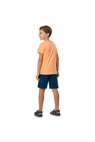 Victor and Jane Boys Cute Bus "ROAD TO COAST" Set T-Shirt & Pull-On Shorts - Coral & Blue