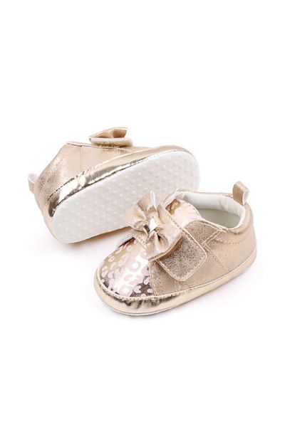 Superbaby Pantofiori aurii cu imprimeu si fundita