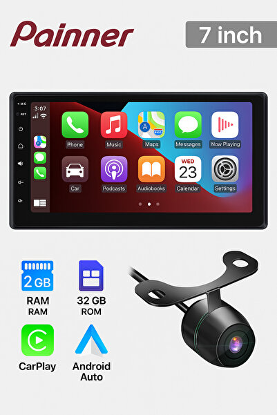 Painner P-7004 7 Inç 2gb Ram 32gb Hafızalı Carplay Li Android Dauble Oto Teyi...