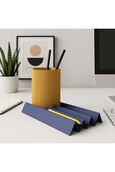 TASARIMTECH حامل ومنظم أقلام سطح المكتب المتعرج (حجم كبير)