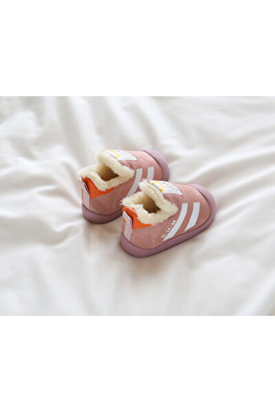 Superbaby Pink fur-lined shoes - Stripes
