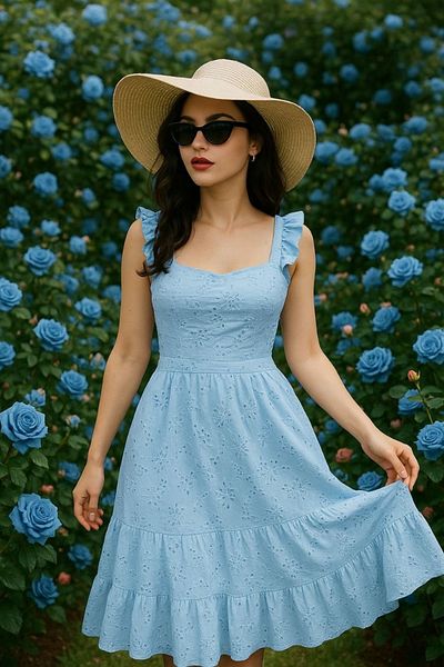 Ekim Store Rochie scurtă festonată cu bretele