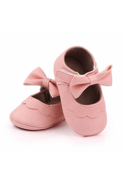 Superbaby Pink shoes with ruffles and bow for little girls