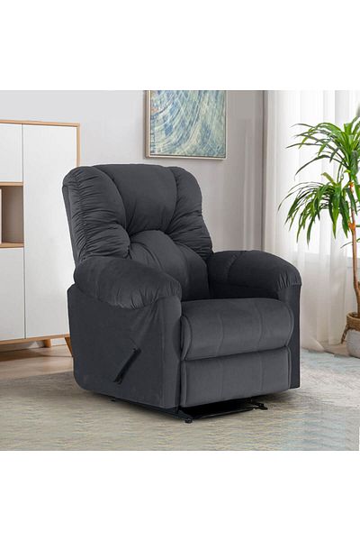American Polo كرسي استرخاء كلاسيكي مخملي - رمادي غامق - 92×78×103