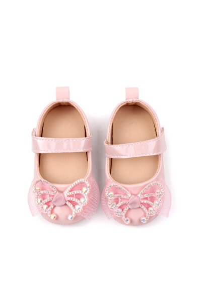 Superbaby Pantofiori roz, din lac, cu fundita cu strasuri